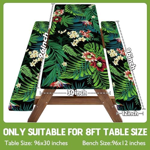 Picnic Table Cover with Bench Covers Waterproof Elastic Rectangle Tablecloth Camping Essentials Supplies Rv Car Travel Gear Must Haves Accessories Fitted Table Cloth Outdoor Road Trip Camper Gifts 6ft - Image 2