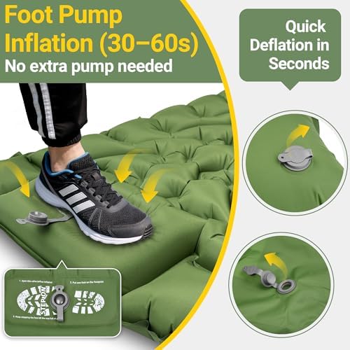 4in Backpacking Camping Sleeping Pad with Foot Pump - Image 3