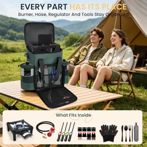 Carry Bag for High Pressure Single Propane Burner with Multiple Pockets - Image 3