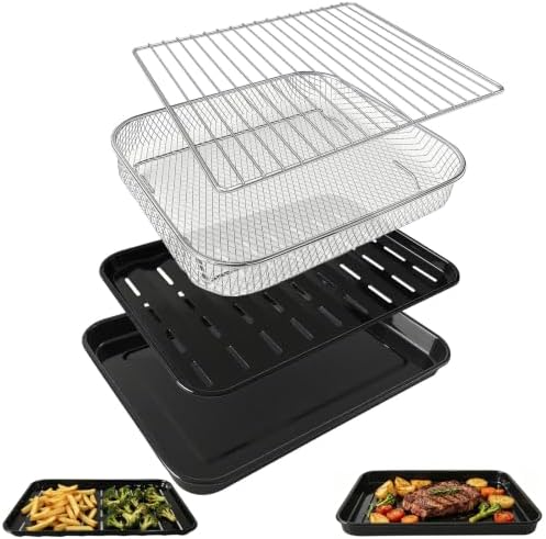 Air Fryer Accessories for Nuwave Bravo XL Pro Air Fryer Toaster Oven 30QT, Air Fryer Baking Pan Tray Basket Wire Rack Grill Racks Baking Tray Replacement Parts Set Kit by Unknown