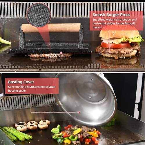VIKEYHOME Griddle Accessories Kits, 30 Pcs Griddle Grill Tools Set, Professional Grill BBQ Spatula Set with Basting Cover, Spatula, Scraper, Bottle, Tongs, Egg Ring - Image 6