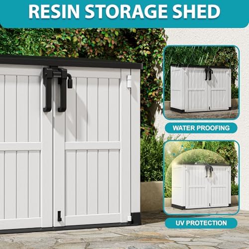 Outdoor Storage Shed 36 Cu Ft with Lockable Doors, Waterproof Storage Box for Backyards, Portable Outdoor Storage Cabinet Easy to Assemble - Image 2