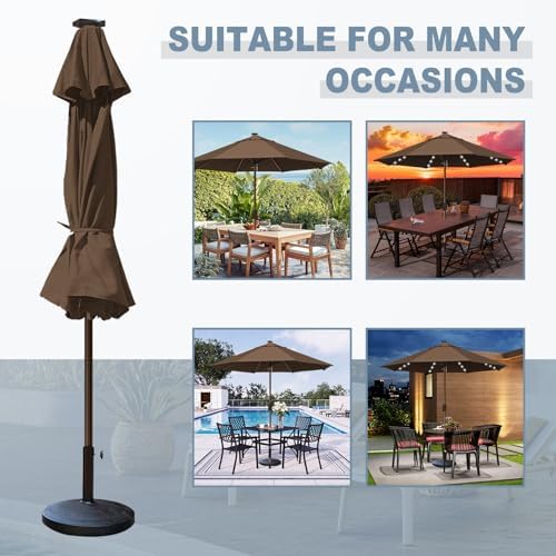 EliteShade USA 10-Year-Non-Fading 10ft Market Patio Umbrella, Commercial Grade Table Sun Umbrella with 80 Solar LED Lights, Crank Open, Windproof & UPF 50+ UV Protection for Garden, Deck, Pool, Backyard, No Tilt, Chestnut - Image 6