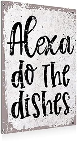 BEASTZHENG Funny Alexa Do The Dishes Kitchen Metal Tin Sign Wall Decor - Vintage Kitchen Quote Tin Sign Decor Gifts by BEASTZHENG