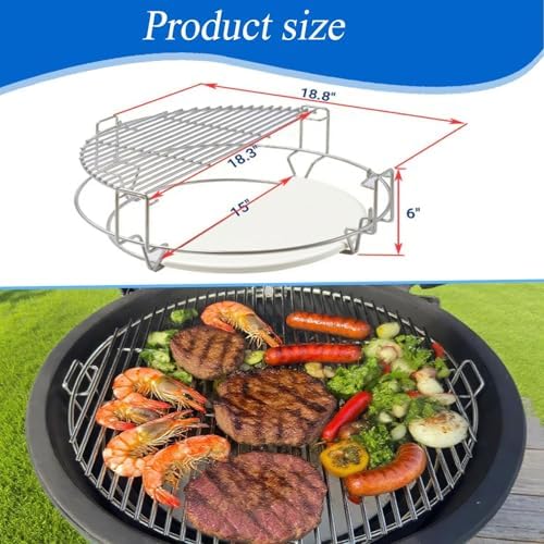 S2C (1-Pack) Cooking Grate System Grilling Accessory for 18" Kamado Joe Classic, Large Big Green Egg, Coyote The Asado Cooker, Pit Boss and Other kamado Grill - Image 4