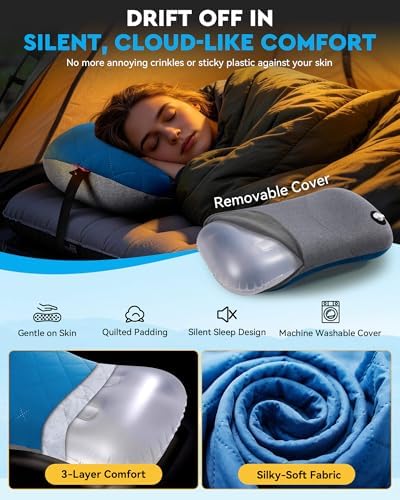 Hikenture Camping Pillow with Removable Cover, Ultralight Inflatable Pillow - Image 5