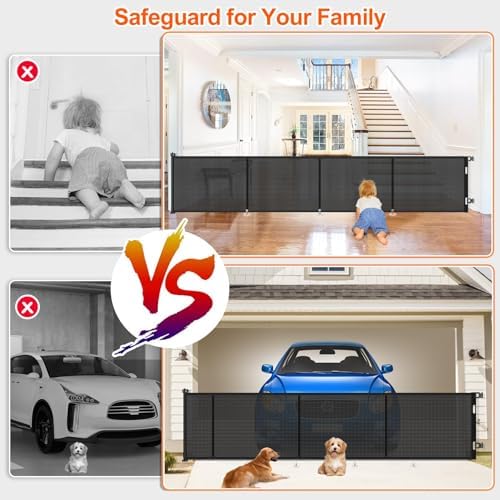 EZIGO 180 Inch Retractable Baby Gates, 41 Inch Extra Tall Retractable Gate - Image 4