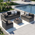 Aoxun Patio Furniture Sets, 7-Piece Outdoor Patio Furniture with Thick Cushions, Wicker Outdoor Conversation Set Sectional Sofa for Backyard, Poolside, Garden (Black-Grey, 7 x 25.2 - Seats) by Aoxun