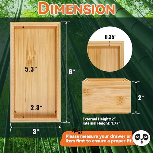 Lixple Bamboo Kitchen Drawer Organizer, 2 Pack, 6" x 3" x 2" - Image 2