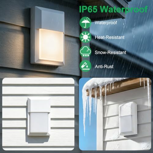 LIT-PaTH Outdoor Wall Light Fixture, Aluminum, LED 3000K, White, 1 Pack - Image 3