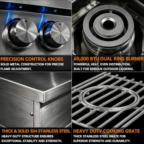 60,000 BTU Built-in Liquid Propane Power Burner for Outdoor Kitchen - Image 6