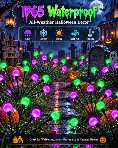 OZS 6Pack 48LED Solar Firefly Halloween Lights Outdoor for Party Decor - Image 4