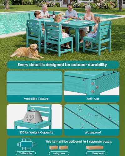 SERWALL Armless Outdoor Dining Set, Patio Dining Set for 6, Aruba - Image 6