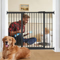 40.9"-54.7" Wide Baby Gate for Doorways Stairs, 30 in Tall Dog Gates with Door No Drill, Auto Close Child Safety Gate for Kid Doggie Cat Proof, Large Long Dog Barrier Indoor Hallways House, Black by Unknown