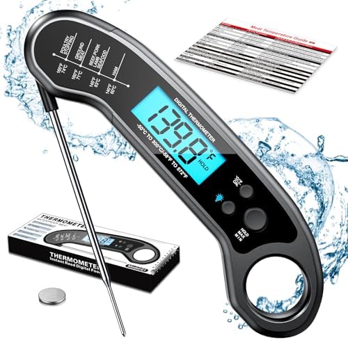 Meat Thermometer Digital, Instant Read Meat ThermometerI for Grill and Cooking, Waterproof Food Thermometer for Kitchen and Outside, BBQ, Turkey, Candy, Liquids, Beef by ROUUO