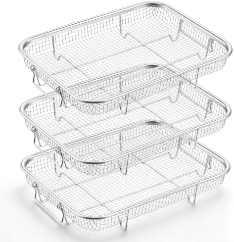 TeamFar 11.8 Inch Air Fryer Basket for Oven, Air Fryer Rack, 3 Pieces by TeamFar