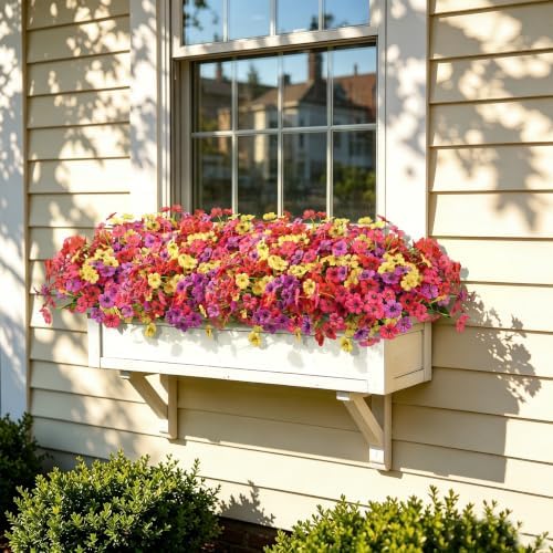 24 Bundles Artificial Flowers for Outdoors Decor, Faux Mums Plants Fake Silk Daisy Flora, UV Resistant Realistic Faux Plants Greenery for Outside Indoor Porch Patio Window Box Planter Home Decor - Image 4