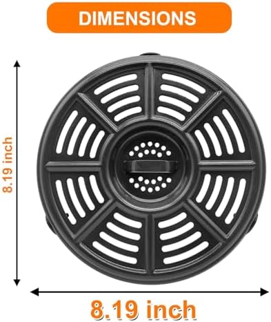 Air fryer Accessories for Ninja AF101 4 QT AF161 Max XL AF150 XL Air Fryer, 8.2'' Round Food Grade Air Fryer Grill Pan Grill Plate Crisper Plate Replacement Parts Tray Rack,Dishwasher Safe - Image 2
