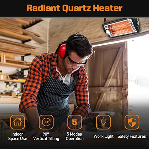 Shinic 2-Pack 120V Electric Garage Heater,1500W/750W Ceiling Mounted Heater - Image 3