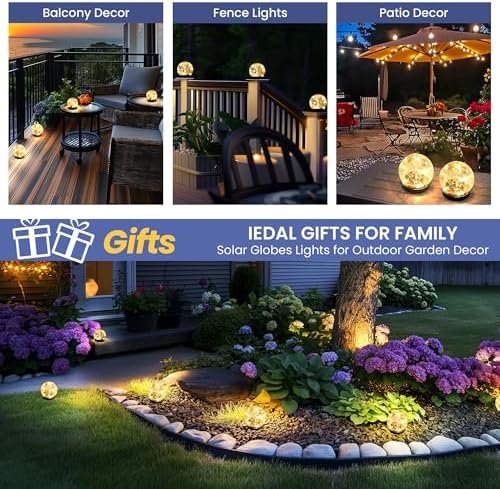 Solar Globe Lights Outdoor Waterproof-Solar Garden Lights 2 Pack - Image 2
