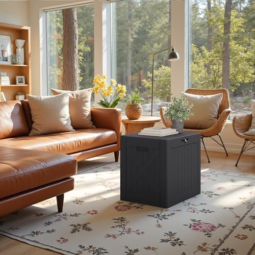 JUMMICO 42 Gallon Resin Deck Box Waterproof Outdoor Storage Box - Image 4