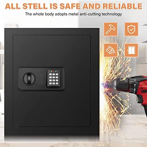 Black 17.72" Tall Wall Safe Between Studs with Combo Lock & Removable Shelf - Image 3
