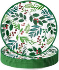 WRAPAHOLIC 25Pcs Christmas Paper Plates - 9 Inch Seasonal Holly Disposable Plates Decorative Dinner Plates for Christmas Party Tableware Supplies Table Decor by WRAPAHOLIC