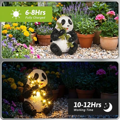 10.3 Inch Large Solar Garden Panda Statue - Image 5