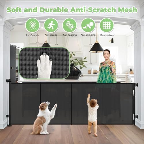 Reinforced 155" Extra Wide Baby Gate Retractable Dog Gate, Indoor/Outdoor - Image 6