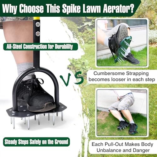 Jardineer Lawn Aerator Tool, Updated 36" Spike Aerator Lawn Tool with Longer Spikes, Pre-Assembled Manual Grass Aerator for Lawn Aeration, Soil Aerating - Image 2