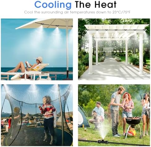 Misting Cooling System, 26FT (8M) Misting Line + 7 Brass Mist Nozzles + Brass Adapter(3/4") Outdoor Mister for Patio Garden Greenhouse Trampoline for Waterpark - Image 5