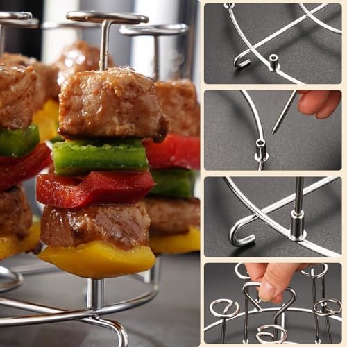 304 Stainless Steel Air Fryer Skewer Stand Dishwasher Safe Vertical Skewer Air Fryer Accessories for BBQ Grill Kabobs Chicken Meat Seafood (15 Long Skewers) - Image 3