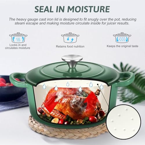 TeamFar Enameled Cast Iron Dutch Oven - 3QT Small Dutch Oven Pot with Lid - Image 3