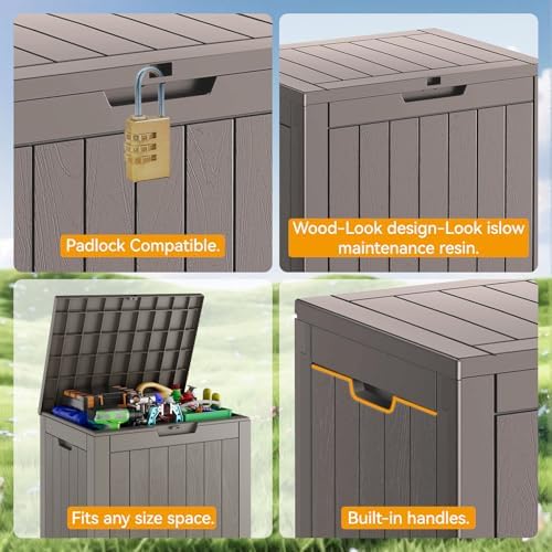 KAMABOKO Outdoor Storage Box, 32 Gallon Deck Box Outdoor Waterproof Small - Image 3