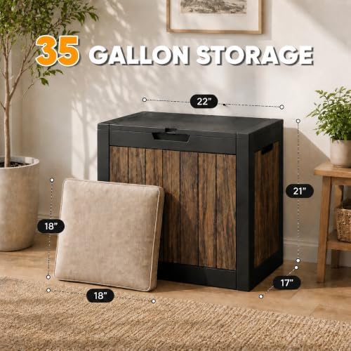KAMABOKO 35 Gallon Outdoor Storage Box Waterproof Deck Box for Patio - Image 2