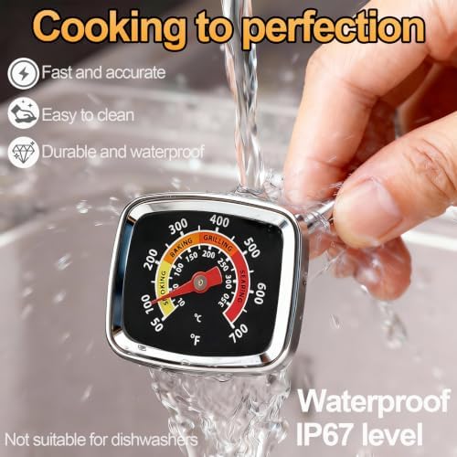 Grill Thermometer Black Mini Square Dial 50-700F Dual Scale - Image 3