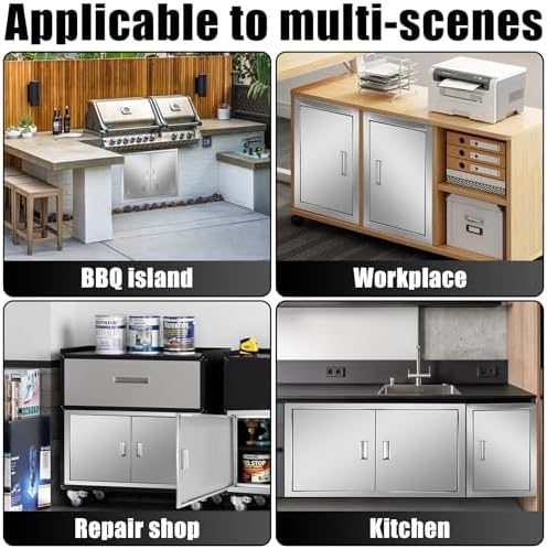 Outdoor Kitchen Door 14'' W x 20'' H Single BBQ Access Door Stainless Steel Flush Mount Doors Wall Vertical Doors with Handle Suitable for Grilling Station BBQ Island Outside Cabinet - Image 6