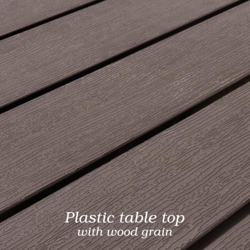 3ft Brown Outdoor Dining Table for 4 Person Patio 37" Plastic Square Table - Image 3