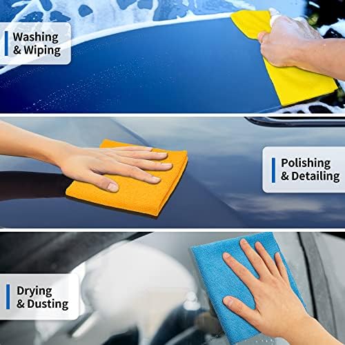 Microfiber Cleaning Cloth, 100 Pack Cleaning Rags Microfiber Towel Bulk Absorbent Lint-Free Wash Cloths, All-Purpose Shop Towels for Cars, Automotive, Garage, Home & Kitchen 11.5"*11.5" - Image 2