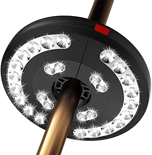 Eletorot Rechargeable Patio Umbrella Light-28 LED White Umbrella Pole Light by Eletorot
