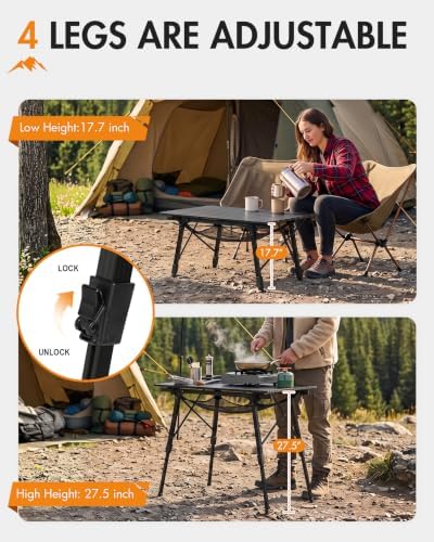 Portal Camping Table, Folding Aluminum Outdoor Table with Mesh Layer - Image 3
