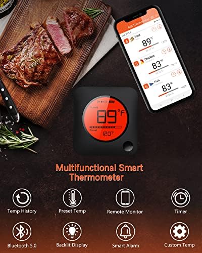 BFOUR Bluetooth Meat Thermometer Wireless Meat Thermometer, Wireless Digital Grill Thermometer with 6 Temperature Probes, Large LCD Display, Bluetooth Thermometer for Grill, Smoker, Oven and BBQ - Image 3