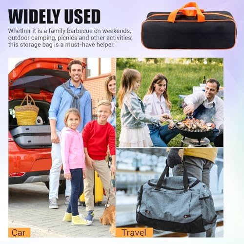 Grill Utensil Storage Bag, Large Oxford BBQ Accessory Bag Portable Orange - Image 7