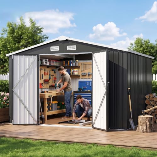 Aoxun 10x8 FT Shed Outdoor Storage Shed, Black by Aoxun