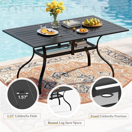 Incbruce 7 Pcs Patio Dining Set with Textilene Chairs and Rectangle Table (Brown) - Image 5