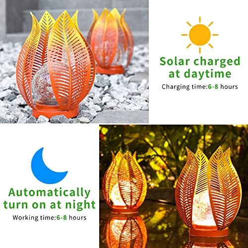 Solar Garden Lights Outdoor Decorations Garden Decor,Cracked Globe Glass,Gardening Gifts Waterproof Solar Lights for Outdoor Decor Patio,Lawn,Balcony,Porch,Yard Art - Image 2