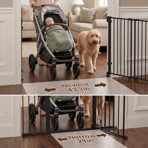 Mumeasy 36" Tall Baby Gate for Stairs, 29.5-43.3" Expandable Hardware Mounted (Drill Needed), Removable No Bottom Bar Dog Gate, Auto Close Wide Walk Thru Safety Gate for Doorways, Pets& Toddlers,Black - Image 3