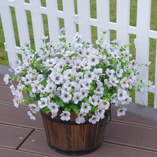 florisso Artificial Flowers for Outdoors Daisy 12 Bundles for Home Decoration, Faux Flower Fake Plants Outside Decoration with Eucalyptus UV Resistant for Planter Porch Patio Yard Garden White - Image 5