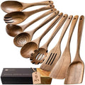 Wooden Spoons for Cooking, 9-Piece Acacia Wood Cooking Utensil Set by HEFILD