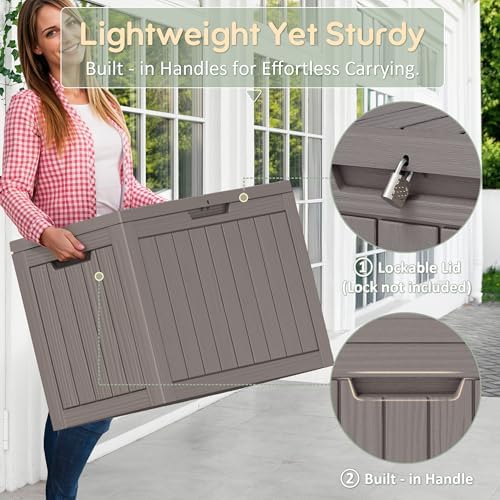 KAMABOKO Outdoor Storage Box, 45 Gallon Deck Box Outdoor Waterproof Patio - Image 5